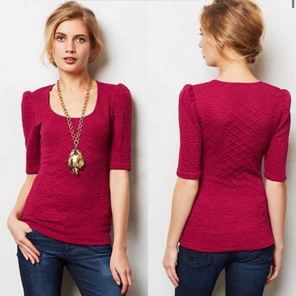 ANTHROPOLOGIE Deletta “Athlone” Baroque Puff Sleeve Top size S